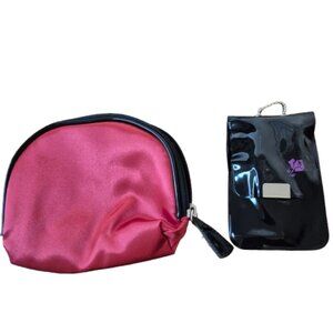 Brand new Lancome Red Satin Make Up Cosmetic Bag Pouch and Manicure Set
